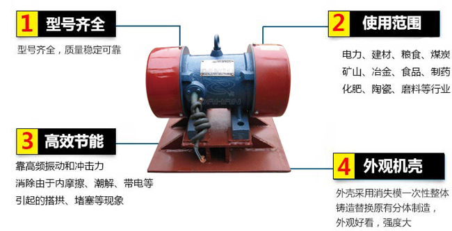 lzf倉壁振動器：1，型號齊全：型號齊全，質量穩(wěn)定可靠。2，適用范圍：電力，建材，糧食，煤炭，礦山，冶金，食品，制藥，化肥，陶瓷，磨料等行業(yè)。3，高效：靠高頻振動和沖擊力消除由于內摩擦，潮解，帶電等引起的塔供，堵塞等現(xiàn)象。4，外觀機殼：外殼采用消失模一次性整體鑄造替換原有分體制造，外觀好看，強度大。
