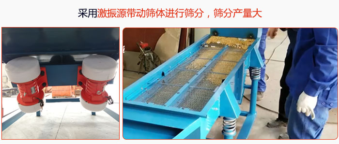 采用激振源帶動(dòng)篩體進(jìn)行篩分，篩分產(chǎn)量大。