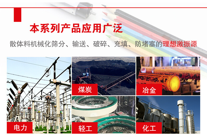 yzs振動(dòng)電機(jī)多用于物料的篩分，輸送（短距離），破碎，充填等作用。